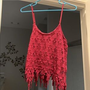 Lace Adjustable Strapped Crop Tank